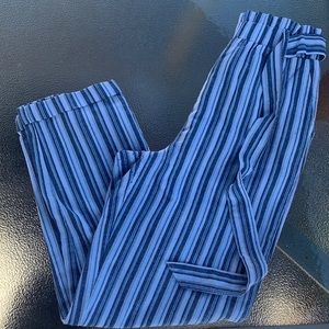 Blue and white striped dress pants
